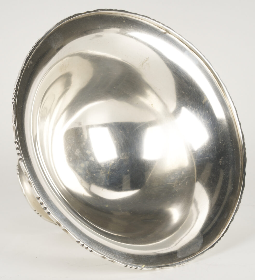 Lot 993: 3 European Silver Items: Bowl, Pill Box, and Vase