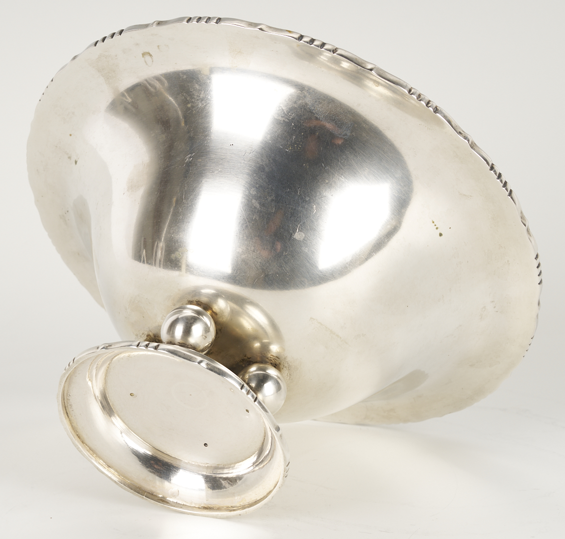 Lot 993: 3 European Silver Items: Bowl, Pill Box, and Vase