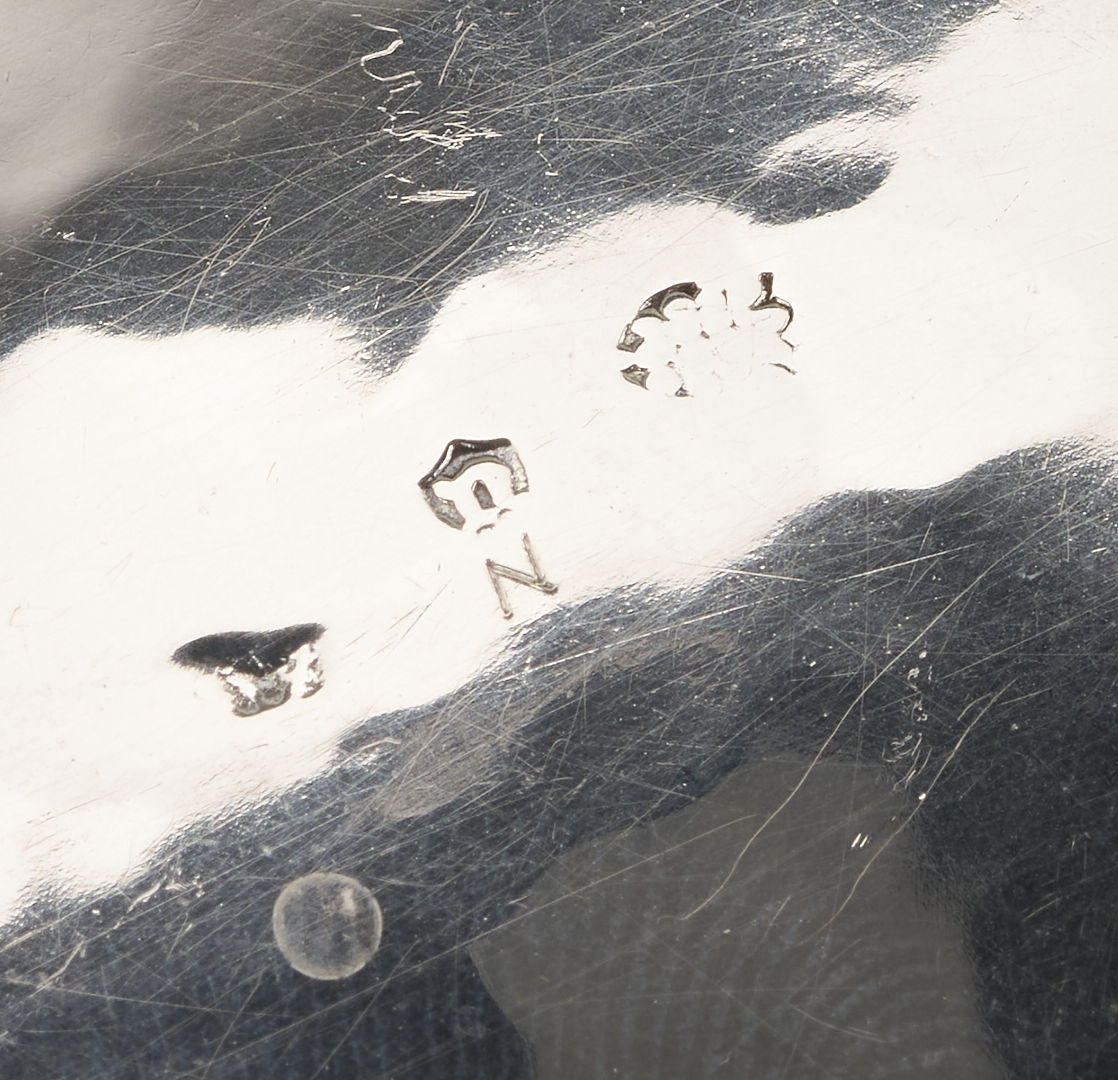 Lot 994: 4 pcs Continental Silver: Box, Sugar and Server plus Sterling Magnifying Glass