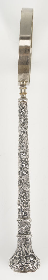 Lot 994: 4 pcs Continental Silver: Box, Sugar and Server plus Sterling Magnifying Glass