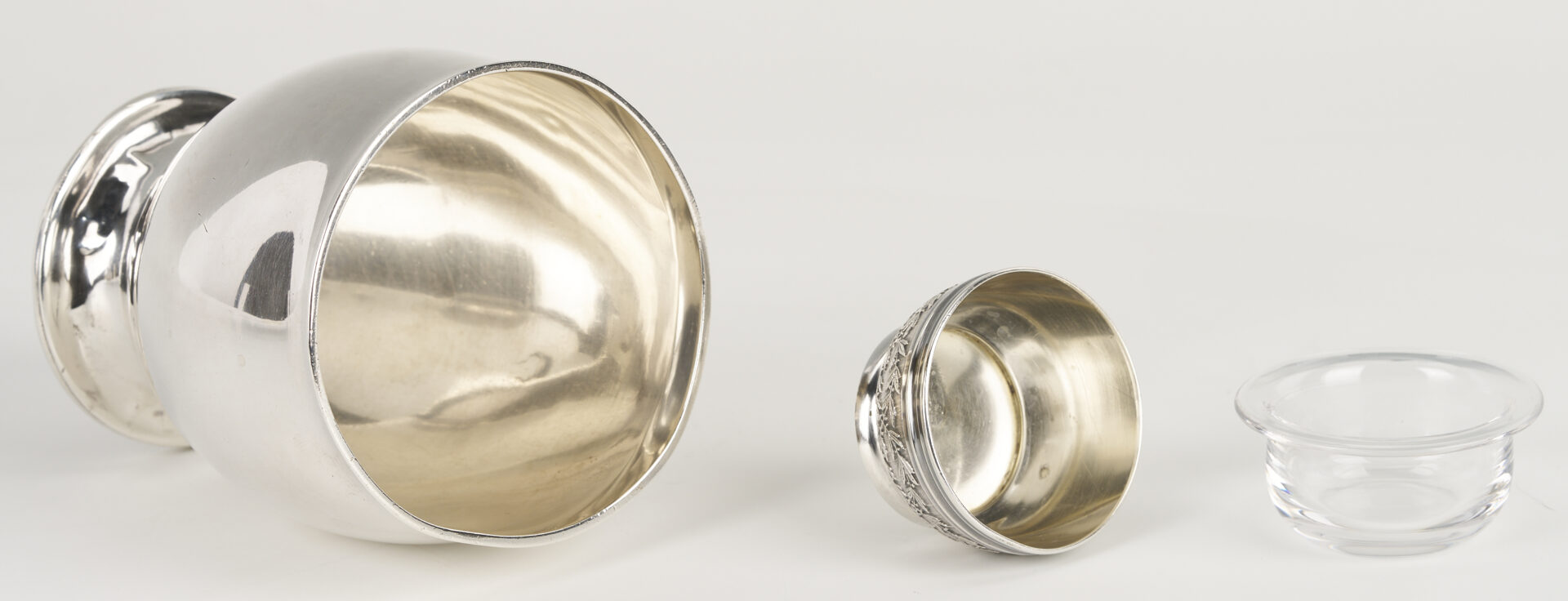 Lot 995: Sterling Teapot, Coin Silver Goblet & Odiot French Salt