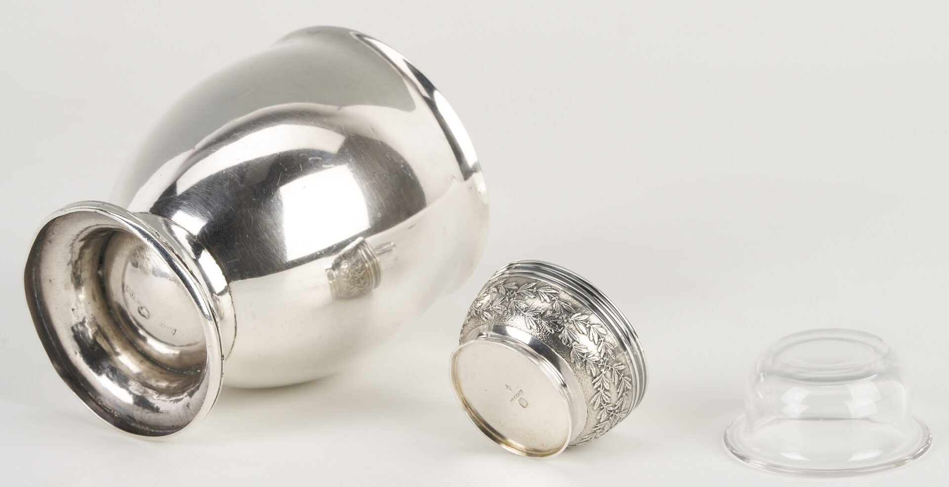 Lot 995: Sterling Teapot, Coin Silver Goblet & Odiot French Salt