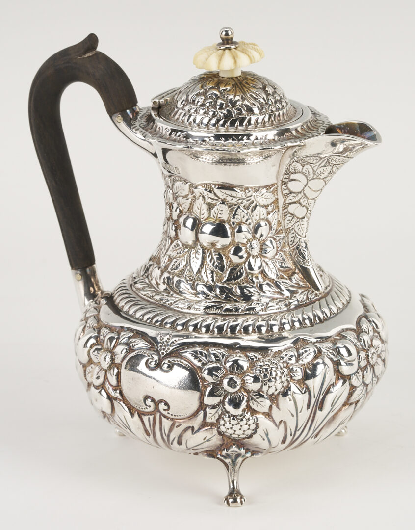 Lot 995: Sterling Teapot, Coin Silver Goblet & Odiot French Salt
