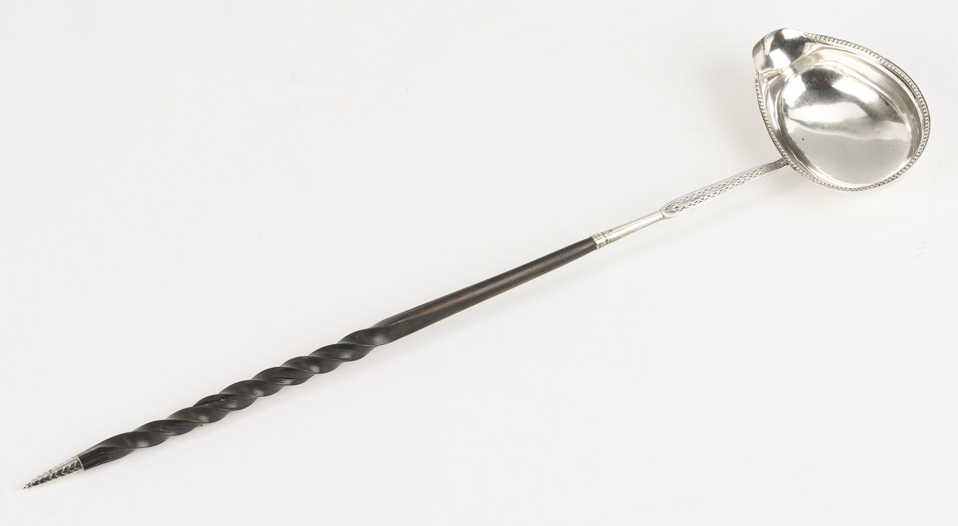 Lot 996: Irish Sterling Sugar Bowl & Cream Jug plus English Ladle, 3 pcs