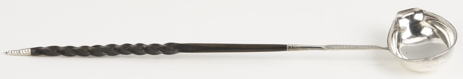 Lot 996: Irish Sterling Sugar Bowl & Cream Jug plus English Ladle, 3 pcs