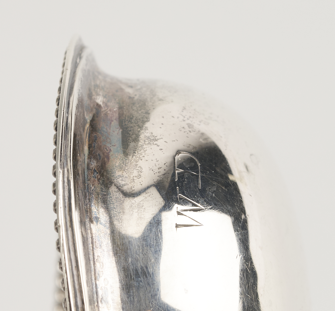 Lot 996: Irish Sterling Sugar Bowl & Cream Jug plus English Ladle, 3 pcs