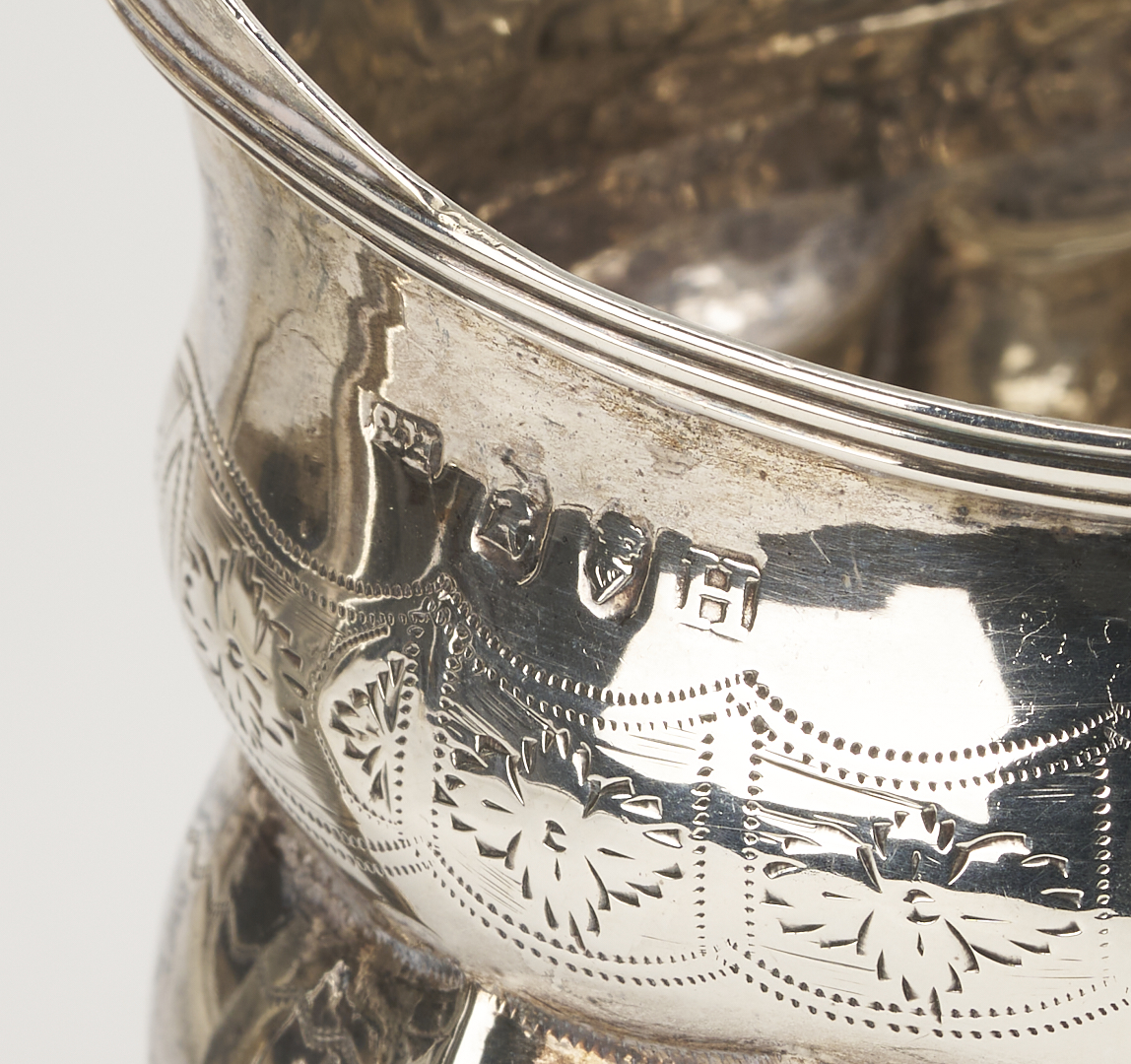 Lot 996: Irish Sterling Sugar Bowl & Cream Jug plus English Ladle, 3 pcs