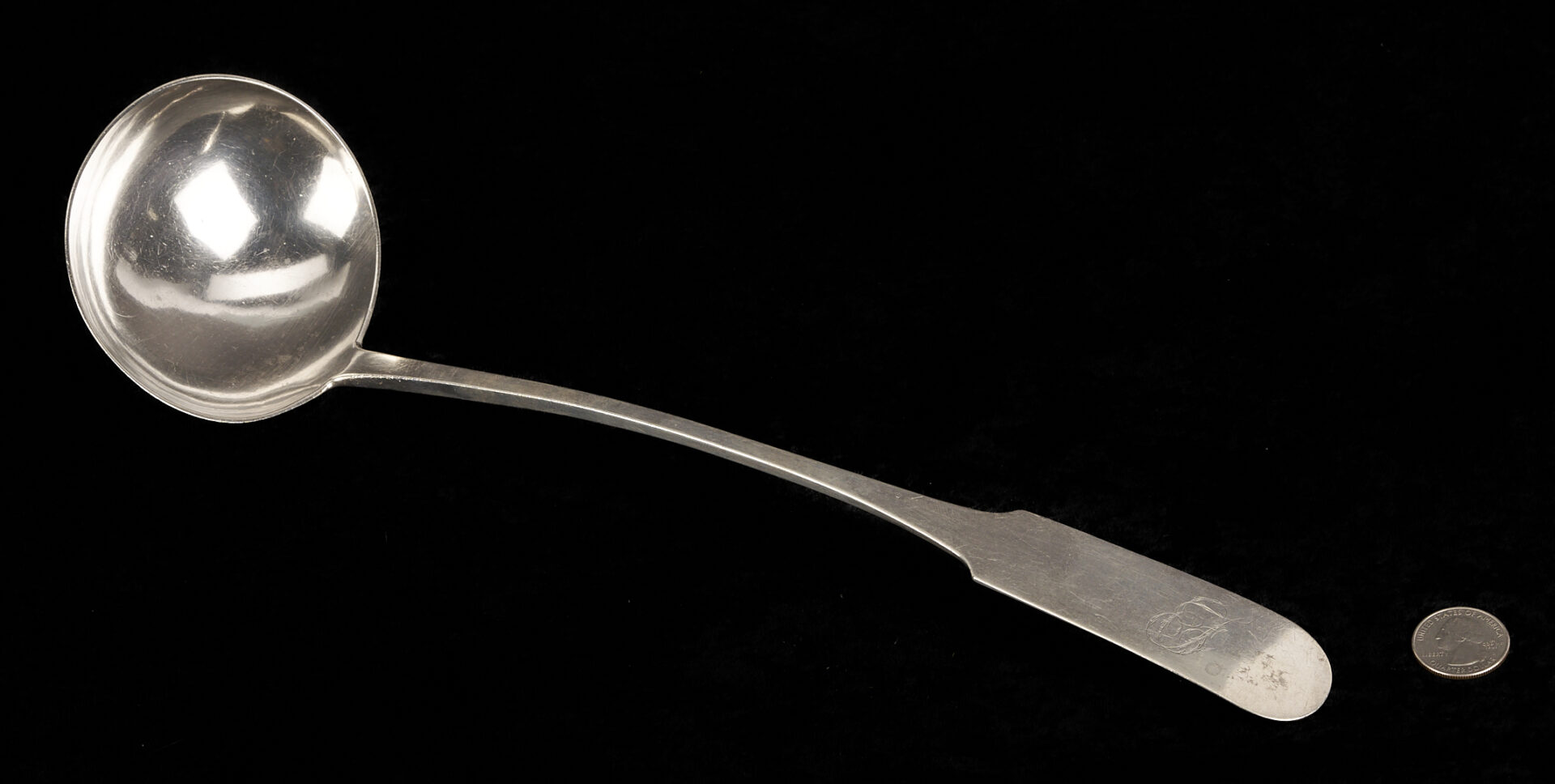 Lot 998: American Coin Silver Ladle, attrib. William Ward Jr. and 2 American Coin Silver Creamers, Joseph Shoemaker