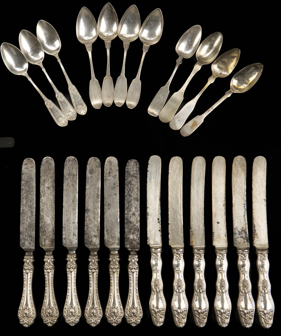 Lot 999: Assorted Coin & Sterling Silver Incl. Ladle, 12 Knives