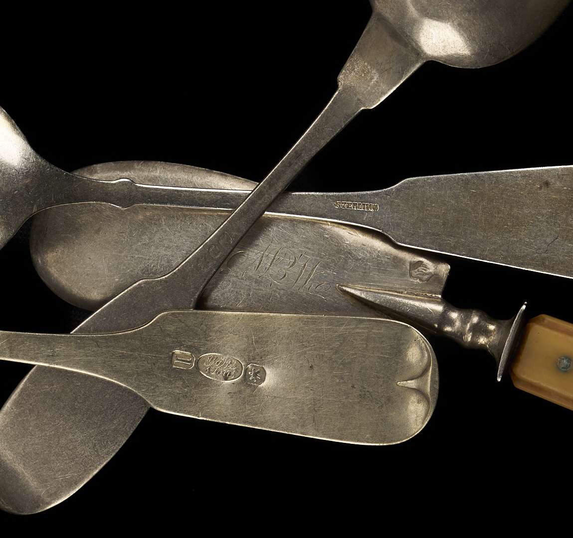 Lot 999: Assorted Coin & Sterling Silver Incl. Ladle, 12 Knives