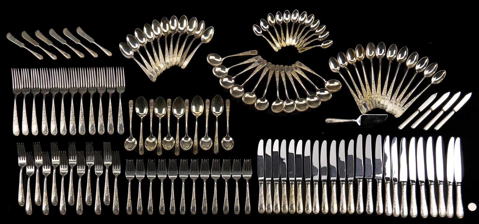 Lot 99: 125 Pcs Kirk Old Maryland Sterling Flatware Plus 4 Others