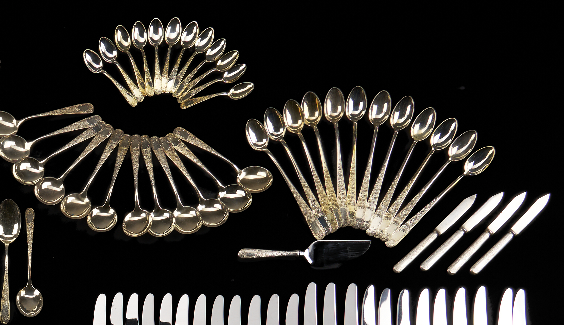 Lot 99: 125 Pcs Kirk Old Maryland Sterling Flatware Plus 4 Others