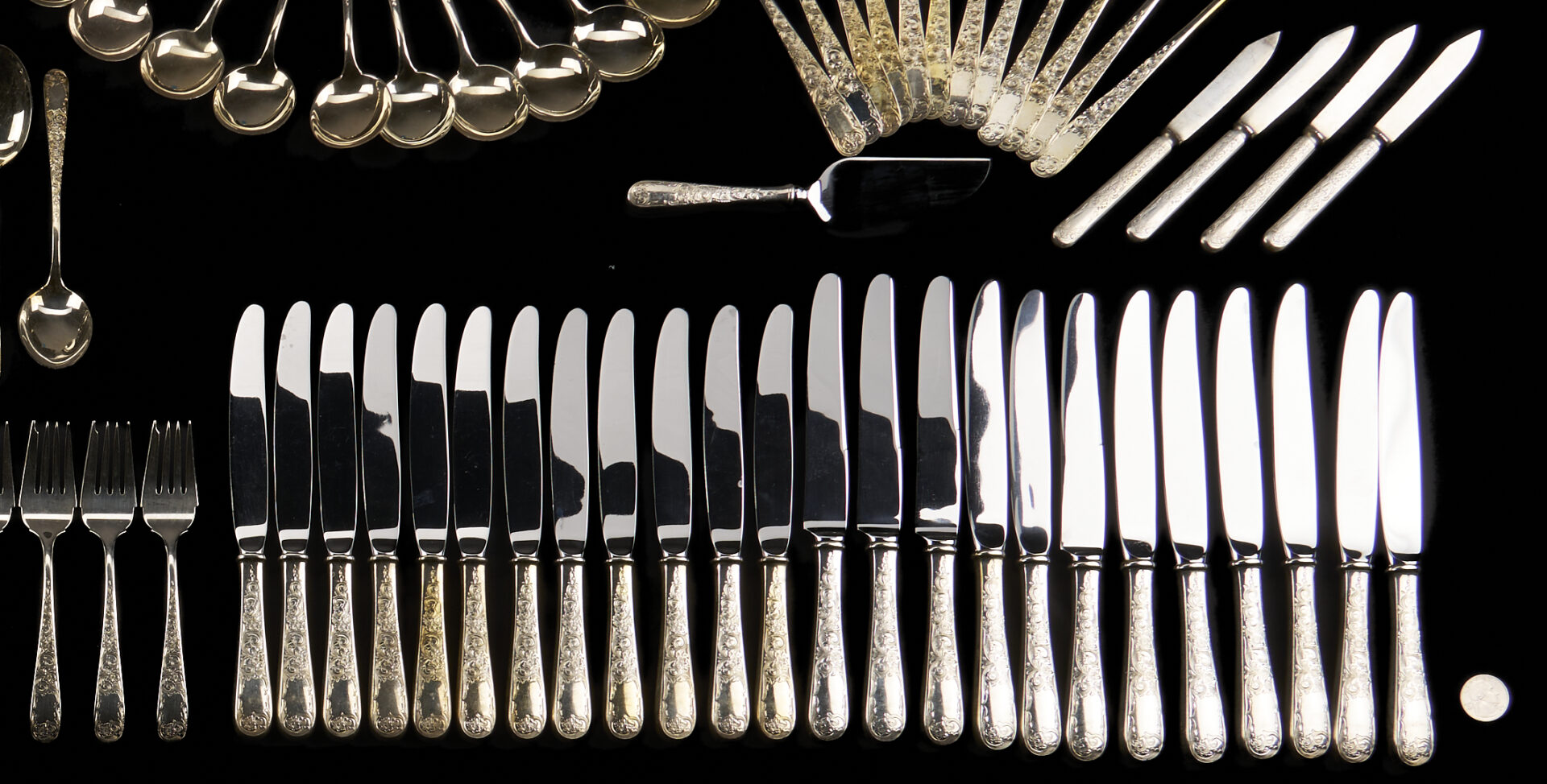 Lot 99: 125 Pcs Kirk Old Maryland Sterling Flatware Plus 4 Others