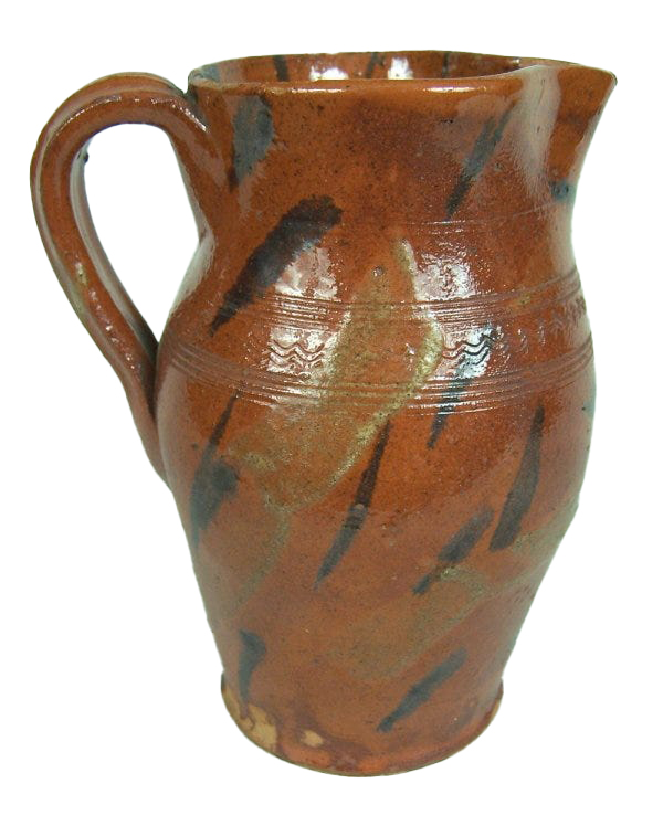 Lot 101: An exceptional East Tennessee redware pitcher, attributed to Cain pottery