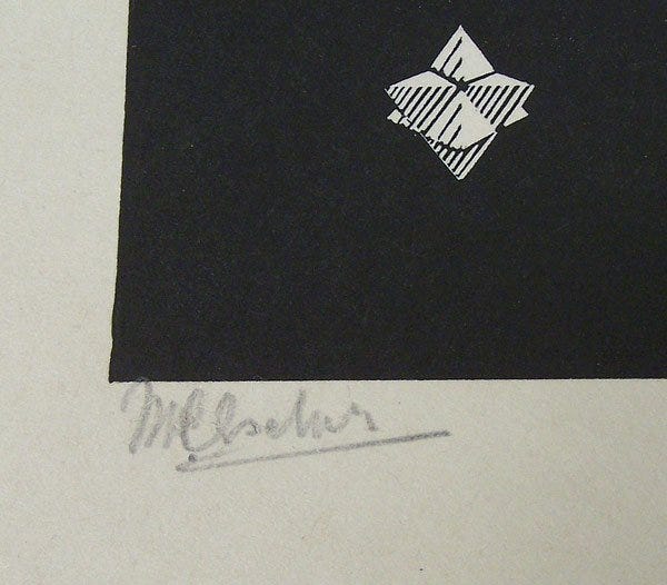 Lot 195: Exceptional M. C. Escher (1898-1972) "Stars", signed engraving, 1948