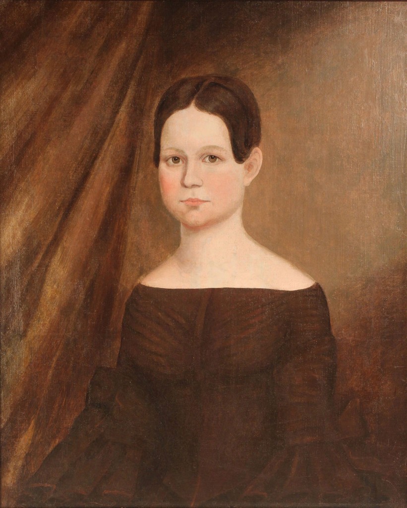 Lot 279: American School, 19th c. portrait of a girl
