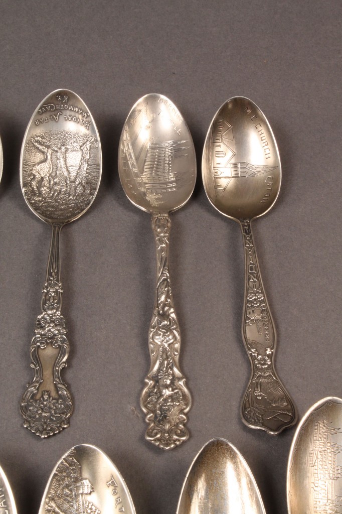 Lot 614A: Sterling Silver souvenir spoons & coin sil