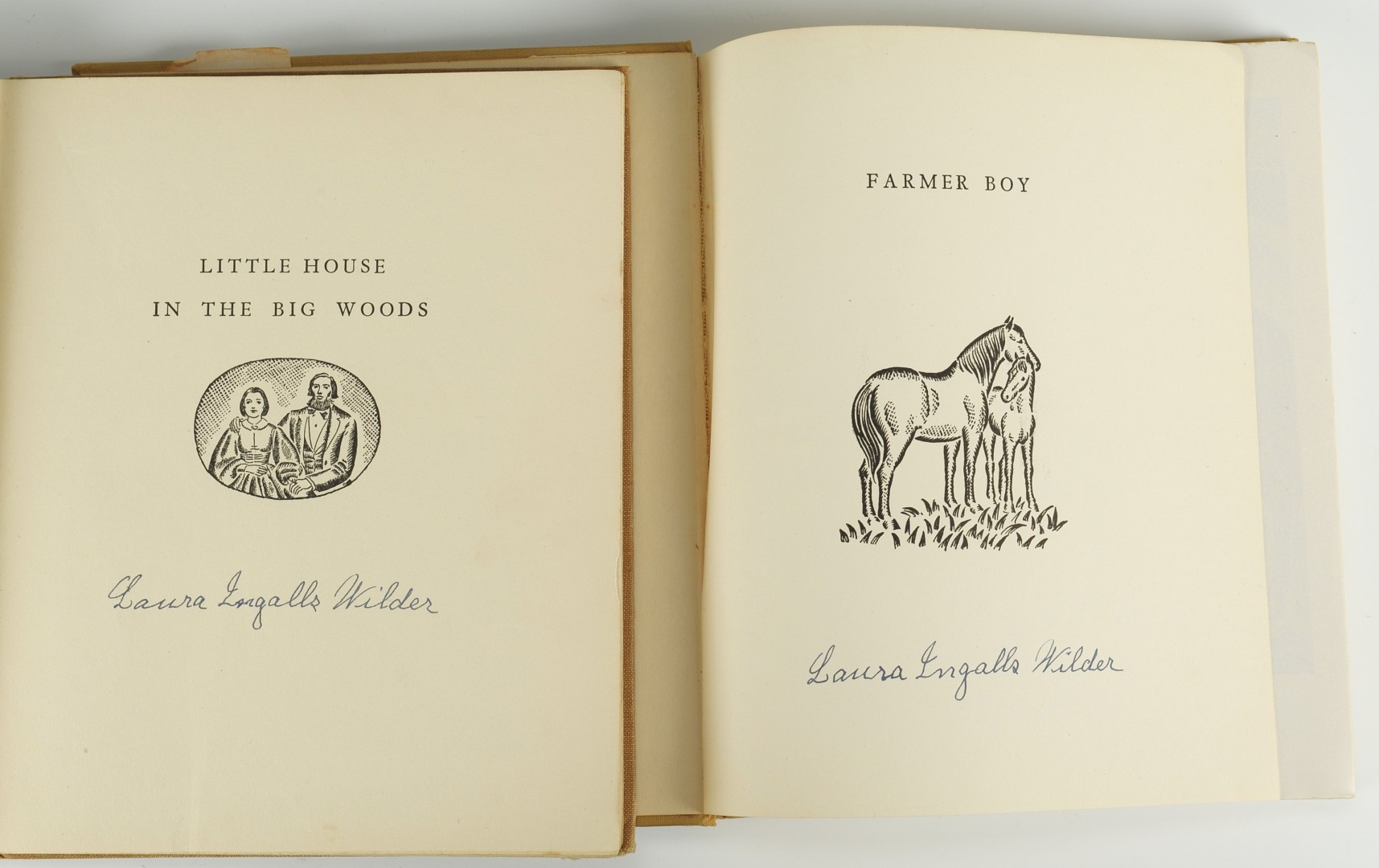 Lot 348: 2 signed Laura Ingalls Wilder "Little House" books