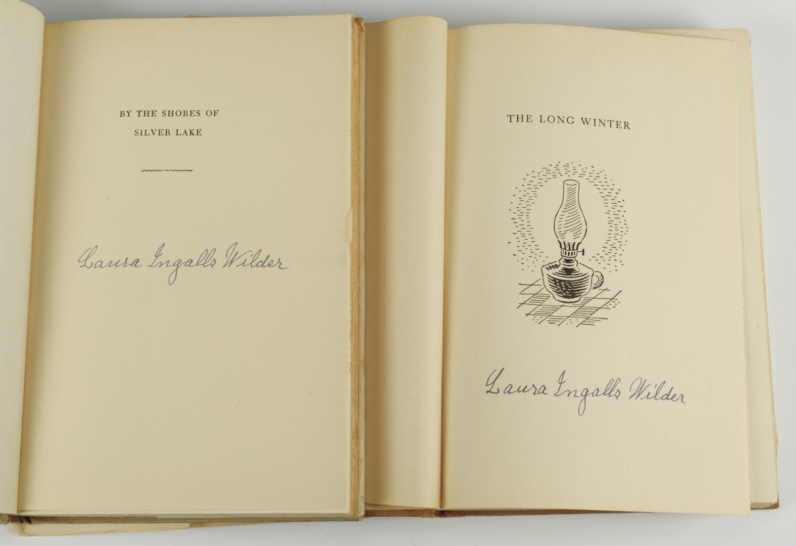 Lot 349: 2 signed Laura Ingalls Wilder "Little House" books
