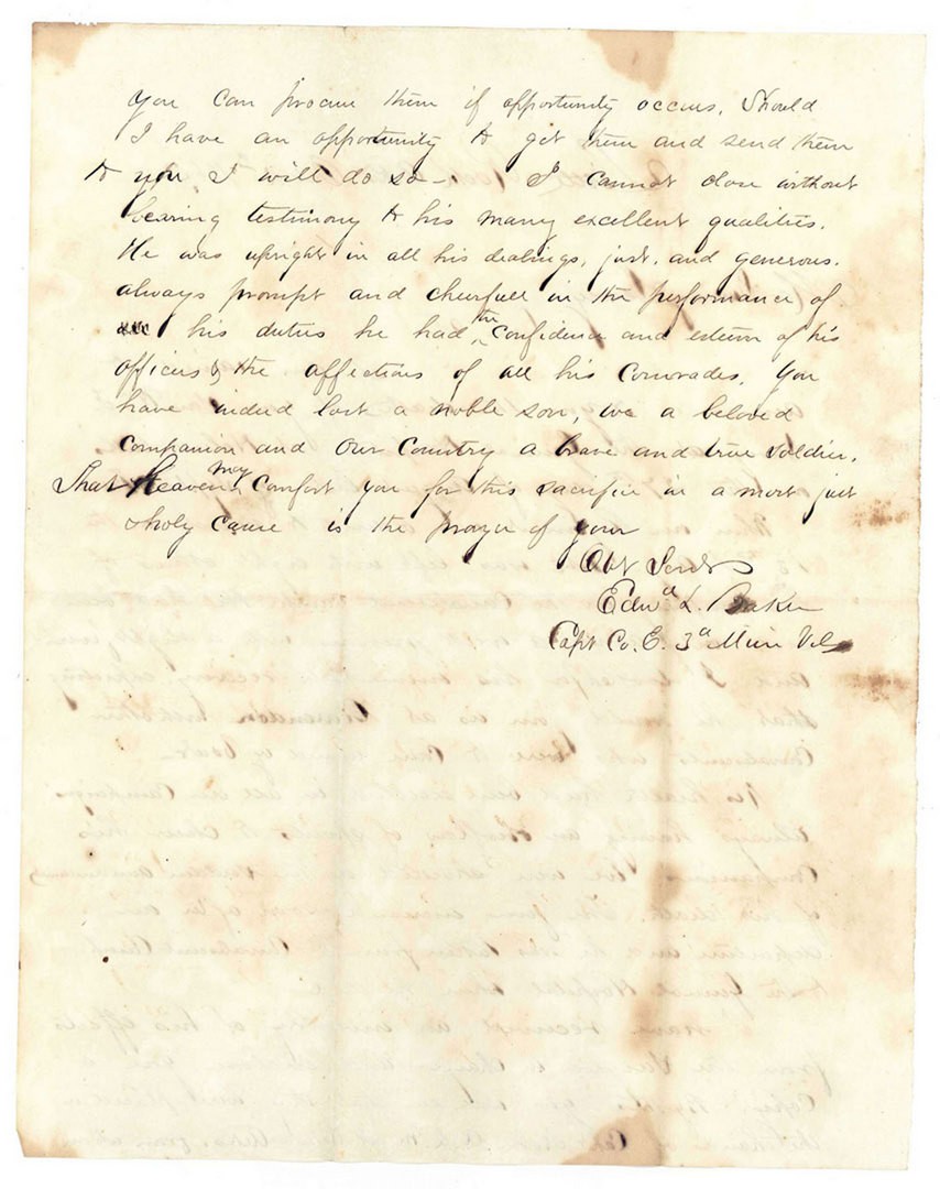 Lot 127: Large Civil War Archive of Letters, 3rd Regiment M