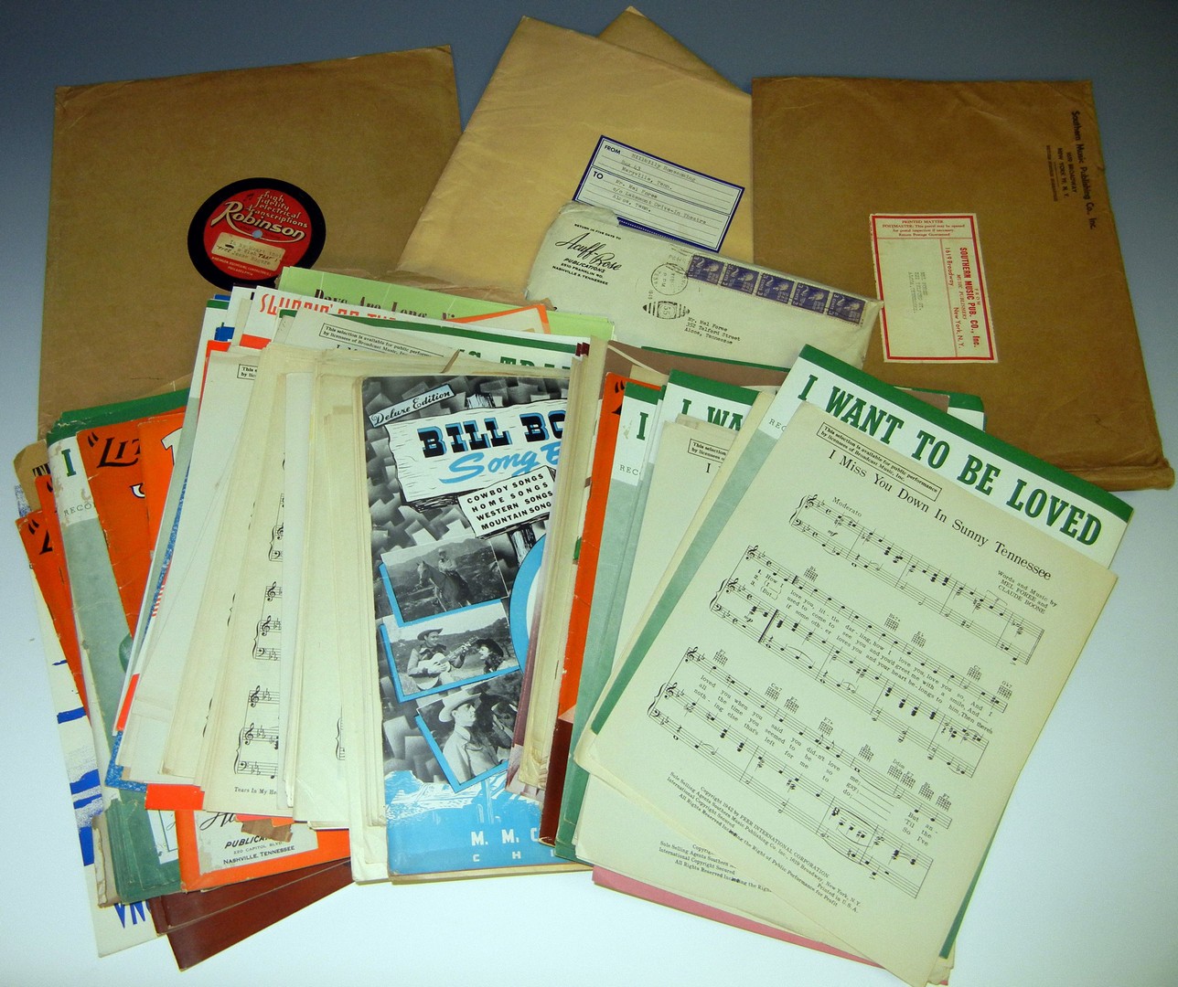 Lot 732: Box of Country Music handwritten songs by Mel Fore