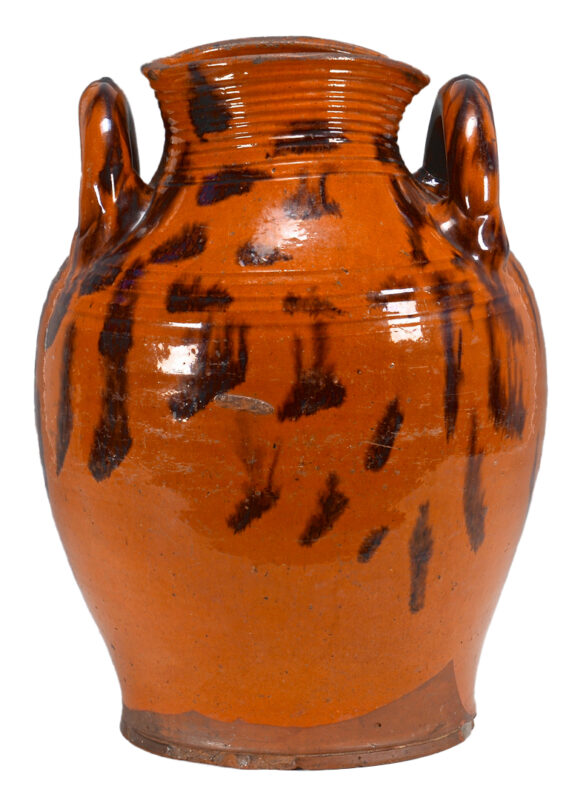 Lot 151: East TN Redware Jar w/ Manganese Decoration