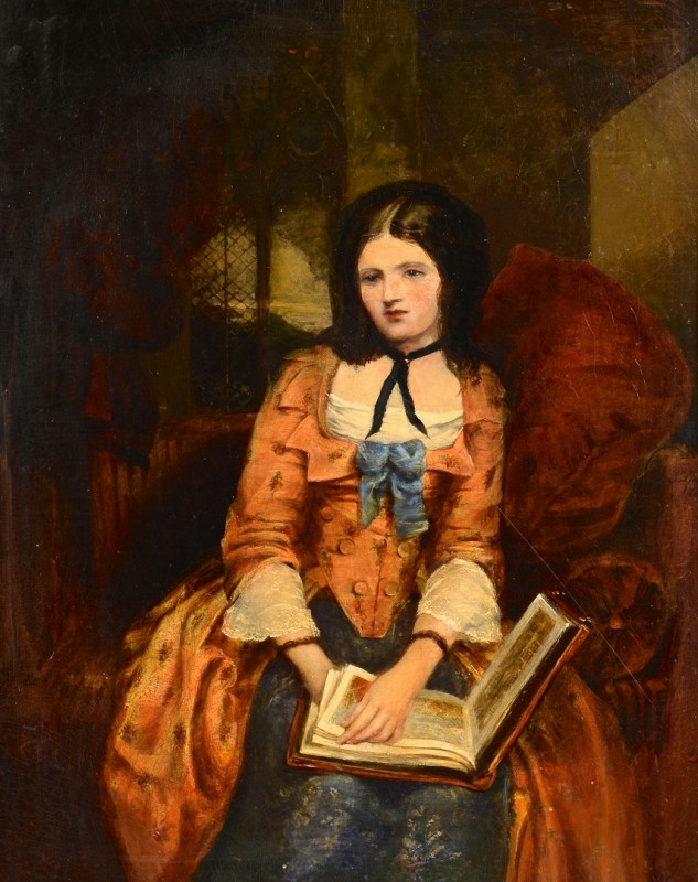 Lot 169: Victorian Painting, Lady with Book