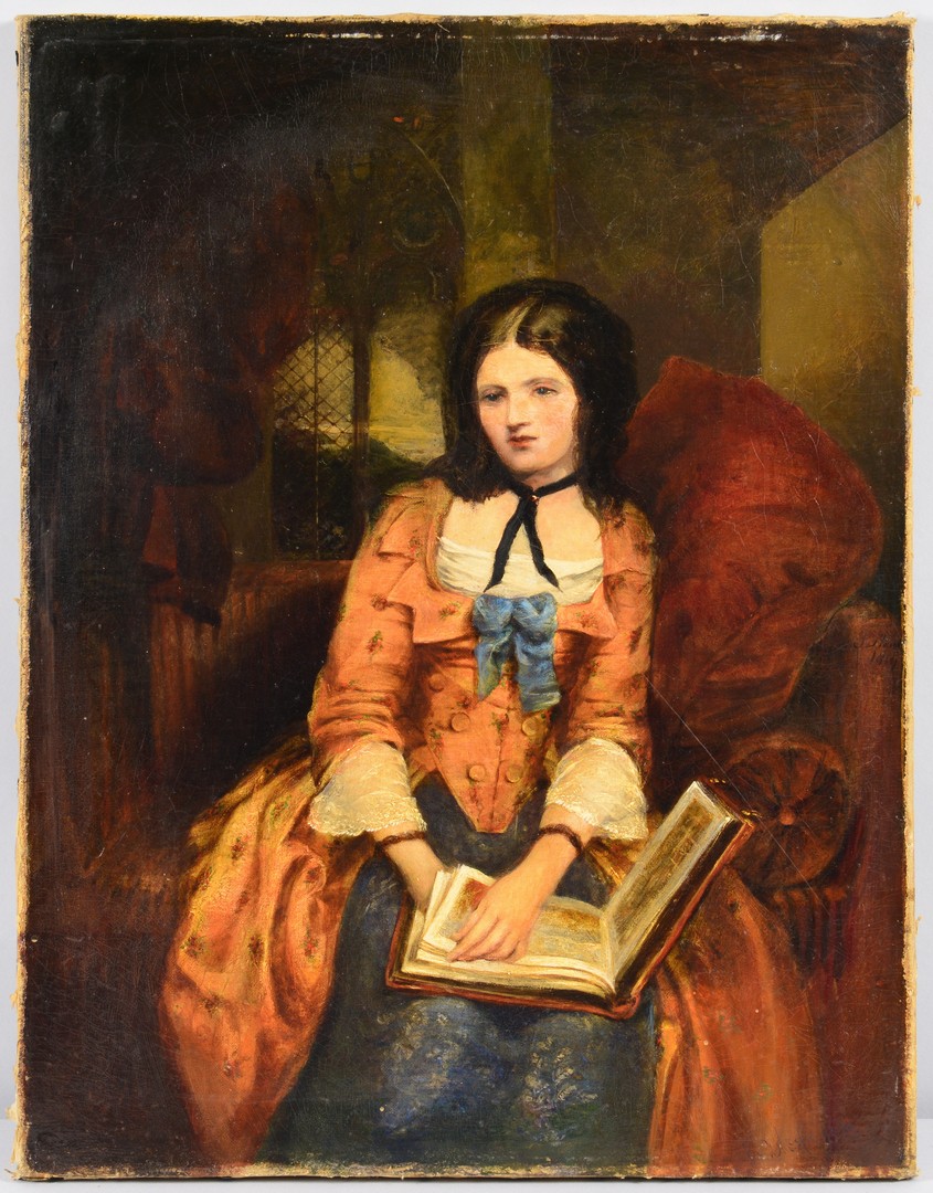 Lot 169: Victorian Painting, Lady with Book