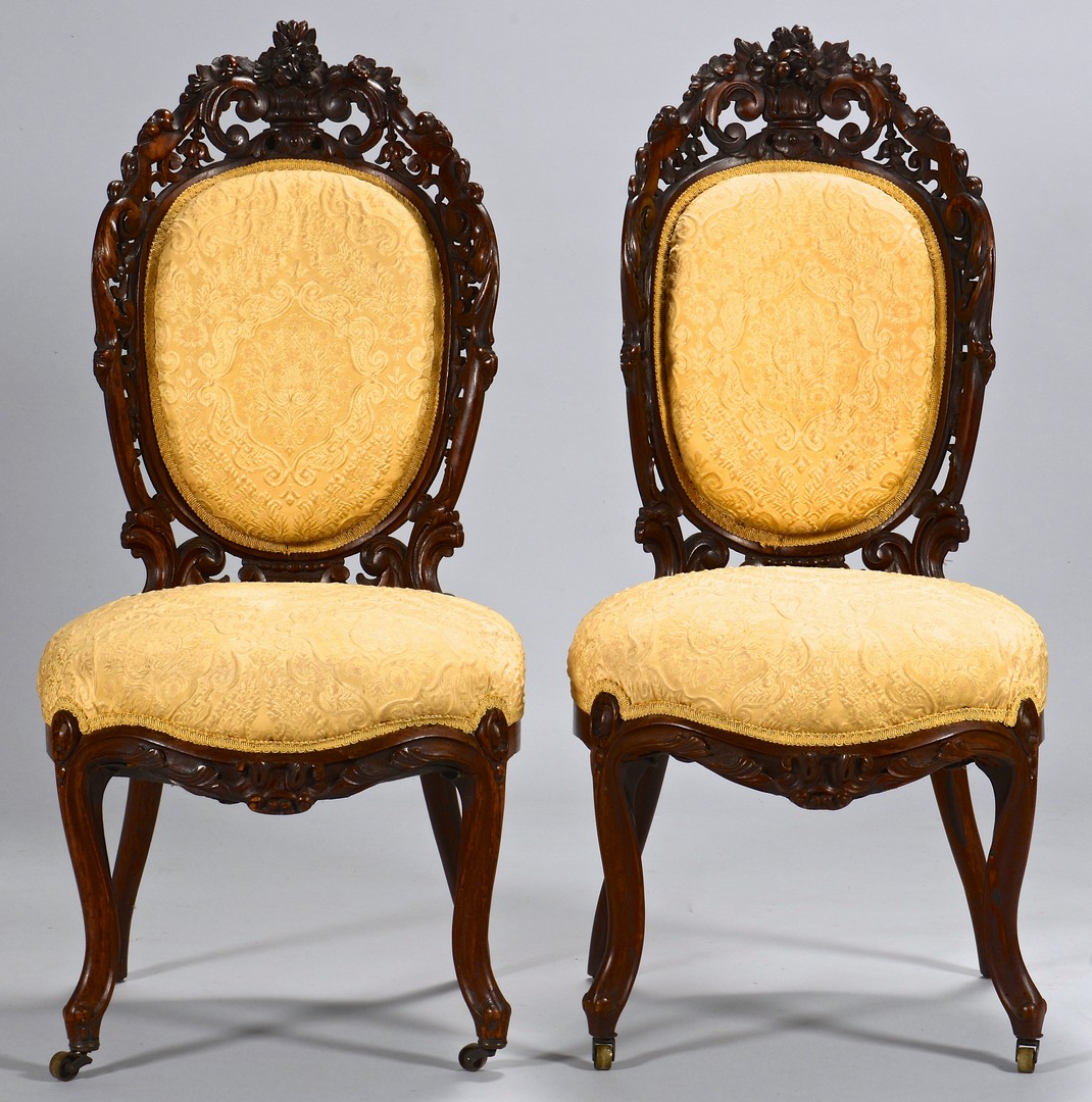Lot 736: 2 Victorian Laminated Rosewood Chairs