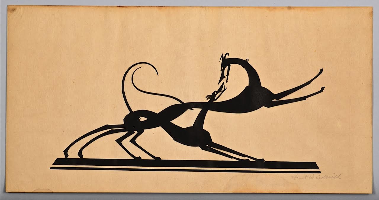 Lot 198: W. Hunt Diederich Paper Silhouette, 2 Greyhounds