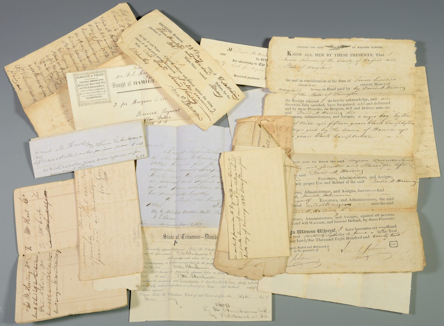 Lot 241: Slave Archive incl. 68 bills of sale