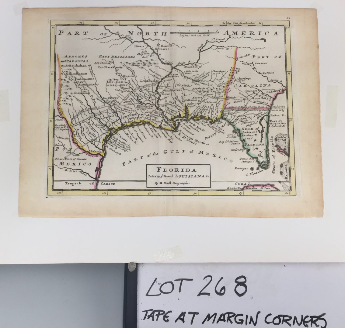 Lot 268: 18th c. Florida Map – Herman Moll