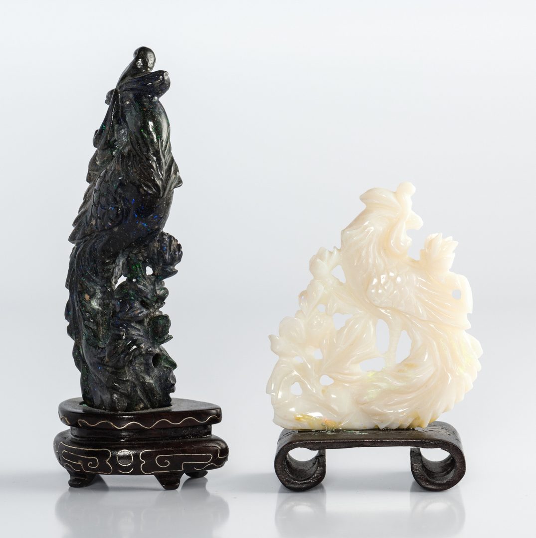 Lot 10: Coral and Lapis carved birds