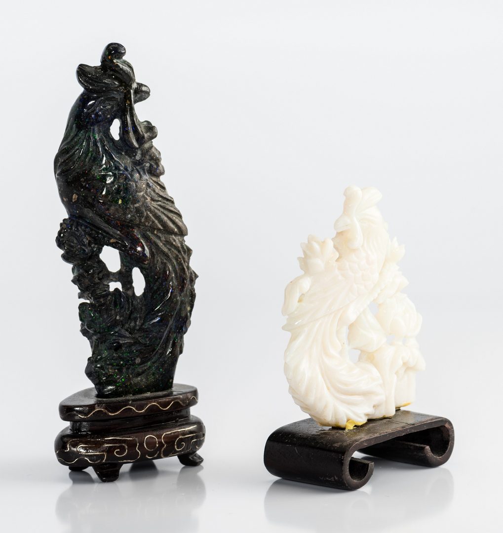 Lot 10: Coral and Lapis carved birds