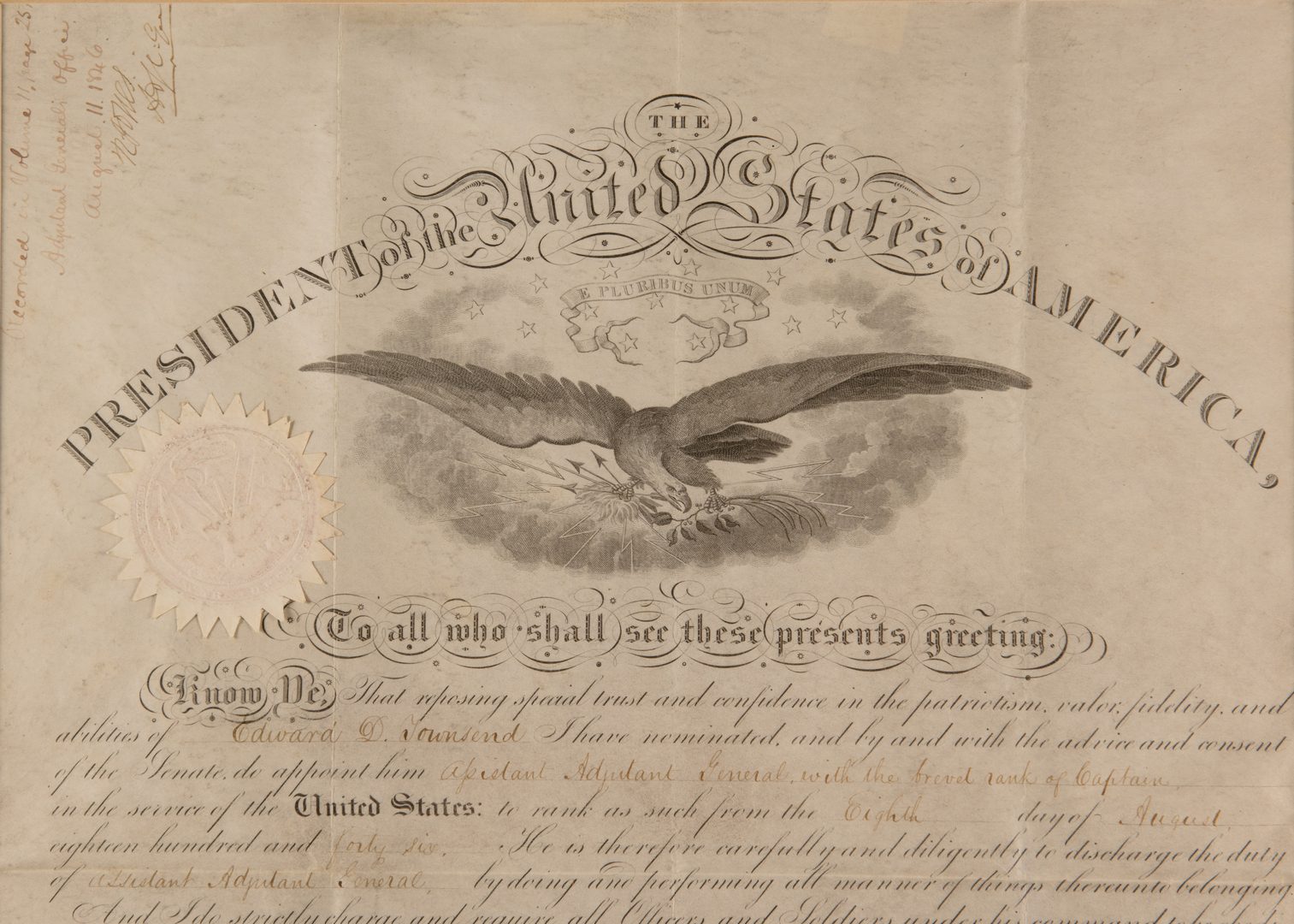 Lot 194: James K. Polk and Wm. Marcy Signed Commission