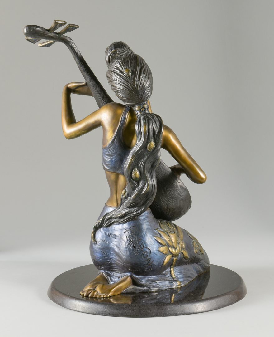 Lot 38: Bronze Pipa Melody Sculpture, Jiang Tie-feng