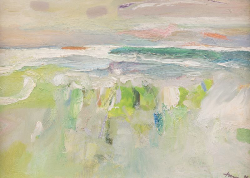 Lot 394: Reuben Tam Oil on Board Abstract Seascape