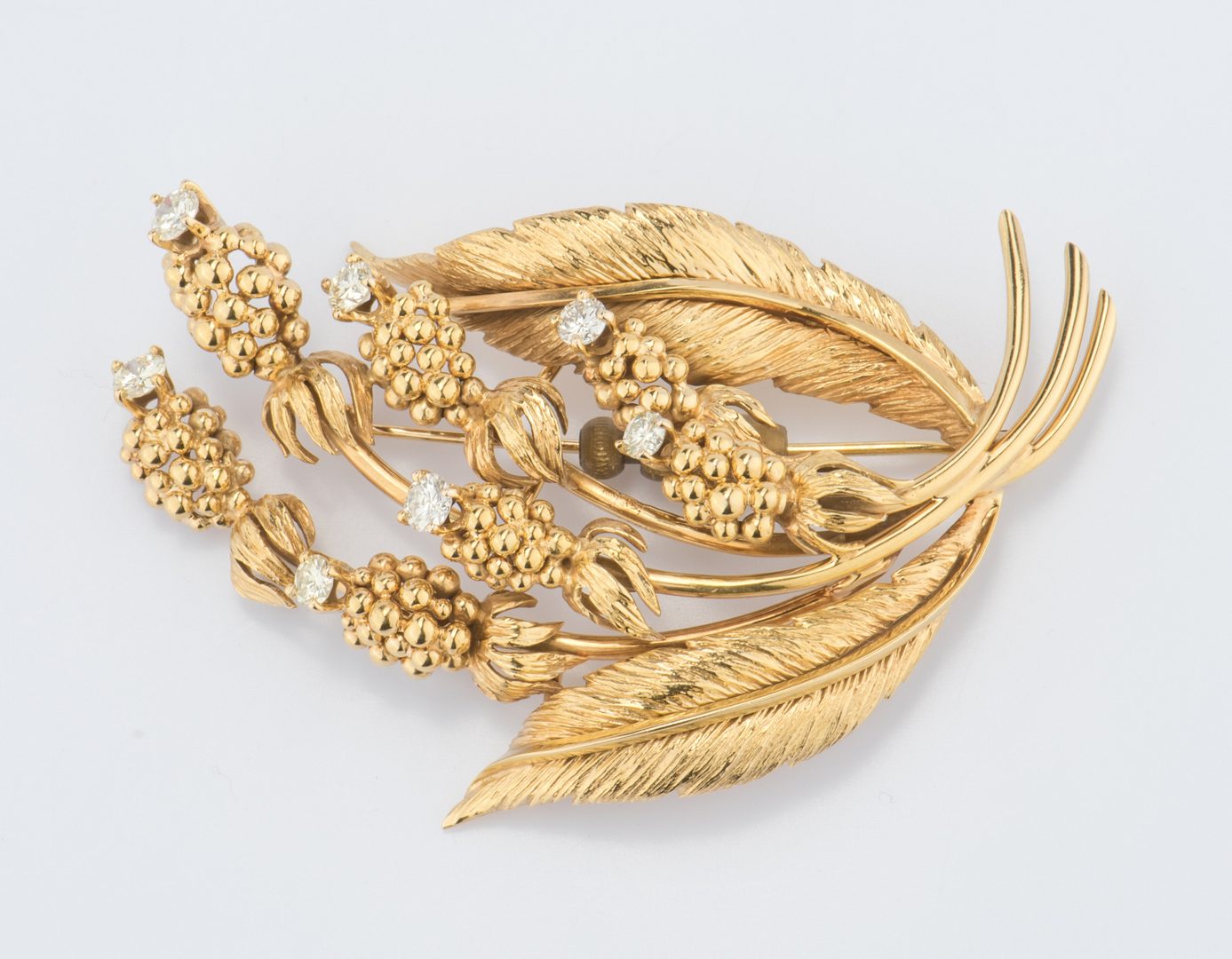 Lot 703: 14K Thistle Brooch with Diamonds