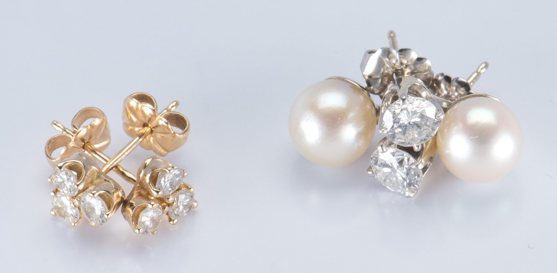 Lot 888: Two Pair Diamond Earrings