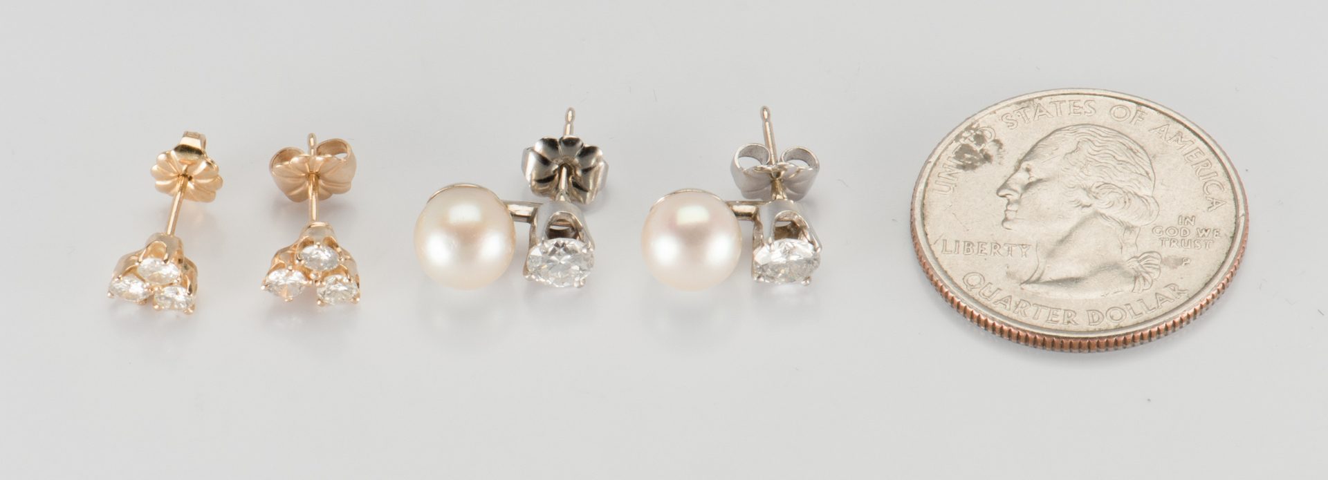 Lot 888: Two Pair Diamond Earrings