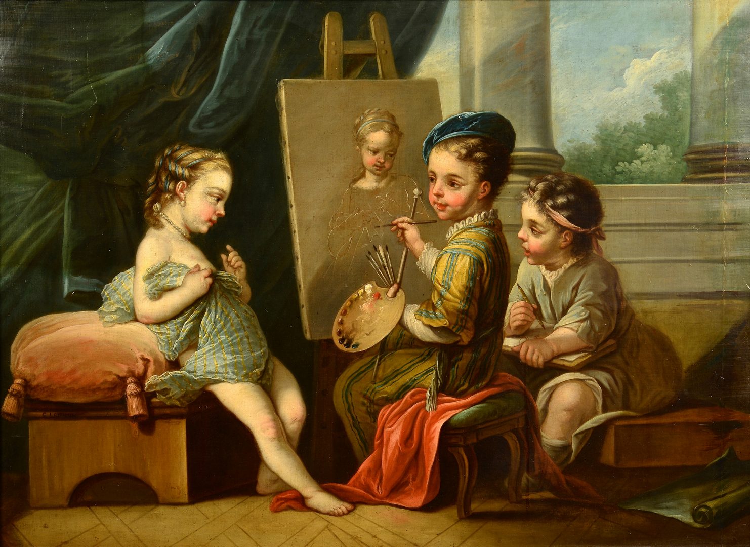 Lot 167: 19th Cent. French Oil after Charles A. Van Loo