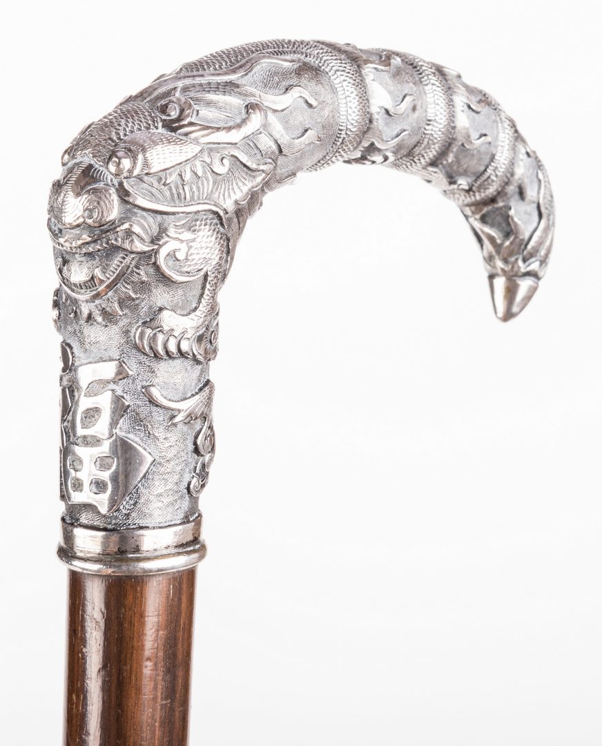 Lot 717: 2 Asian and American Silver Walking Sticks
