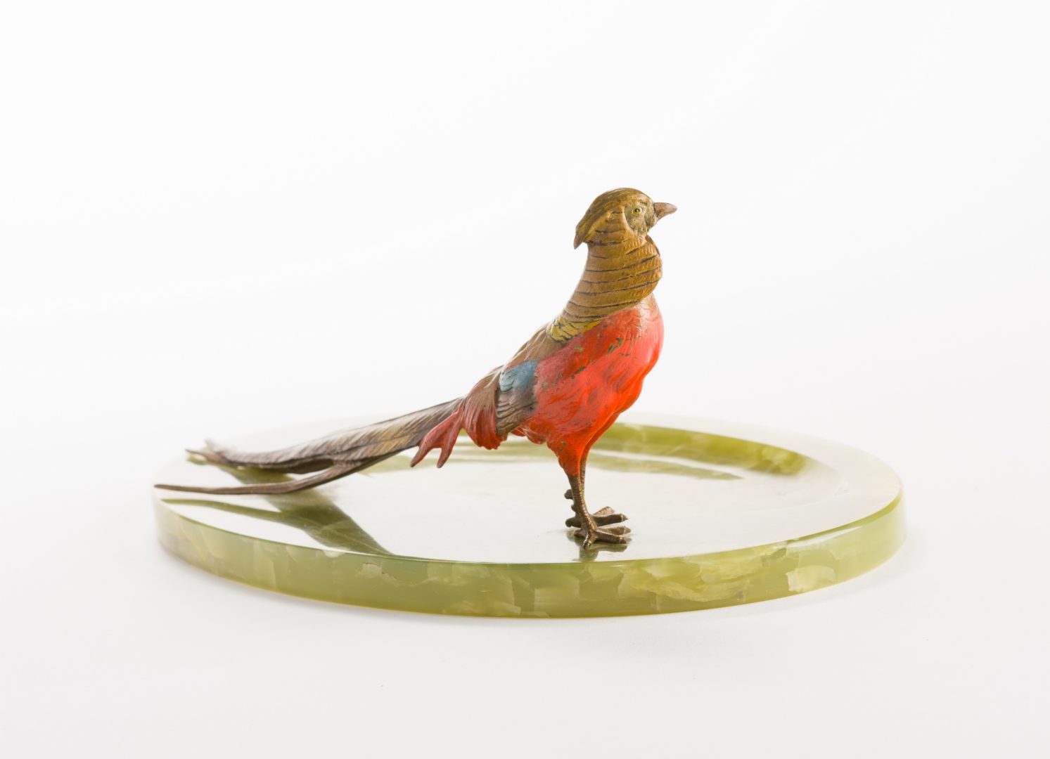 Lot 624: Austrian Bronze Pheasant with Green Onyx Tray