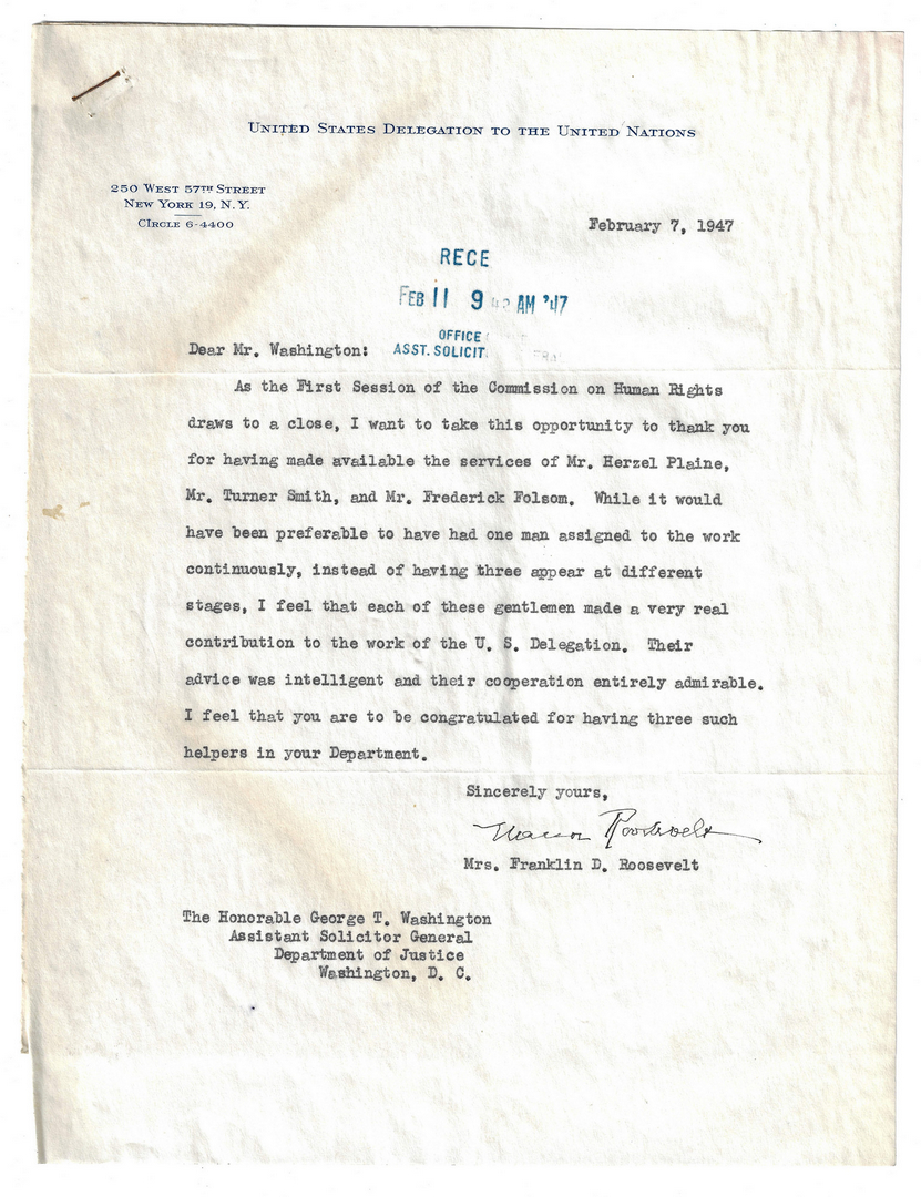 Lot 290: Judge George T. Washington archive inc. Truman, Eleanor ...