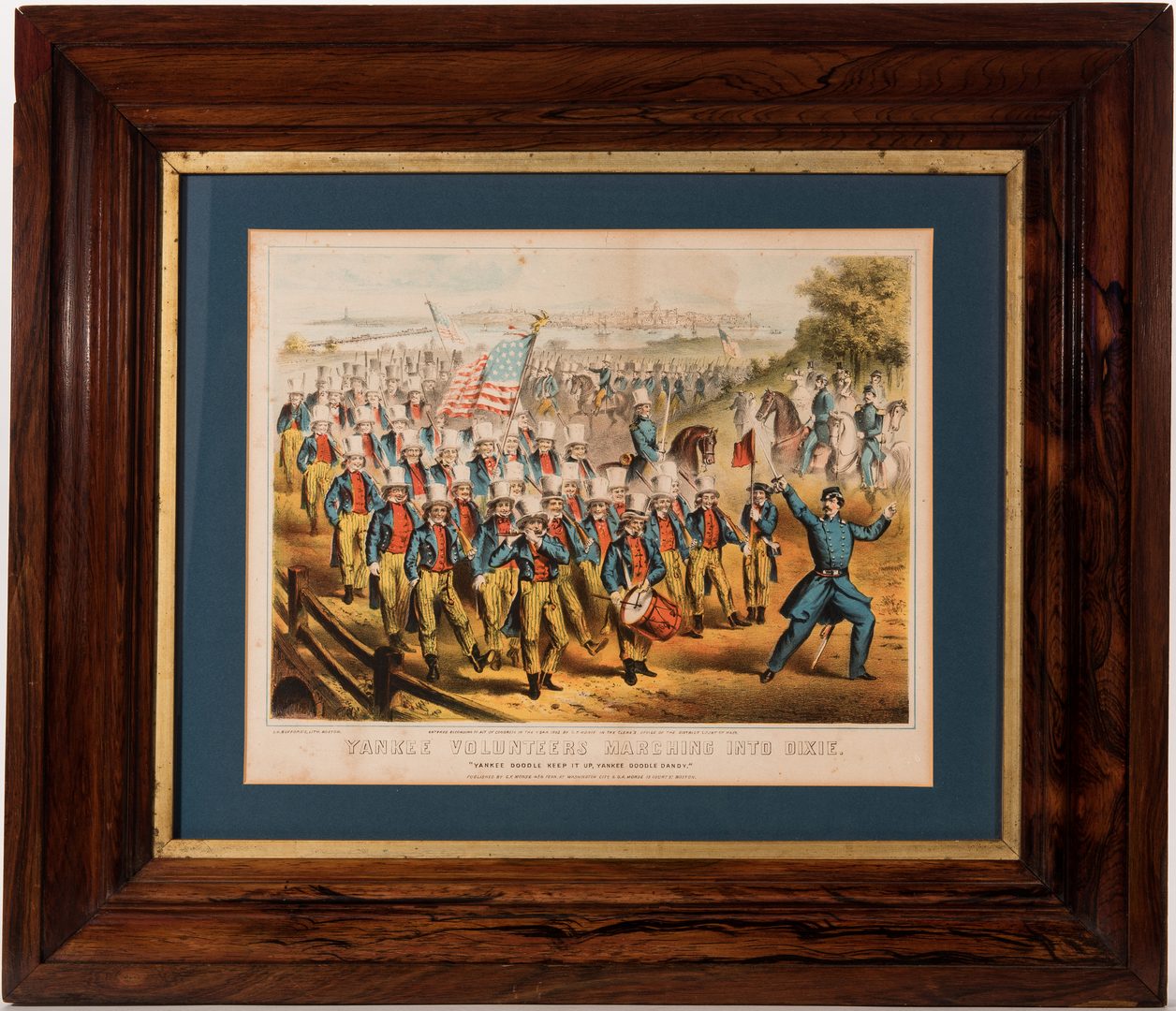 Lot 516: Chromolithographic Print, Yankee Volunteers Marching into Dixie, 1862