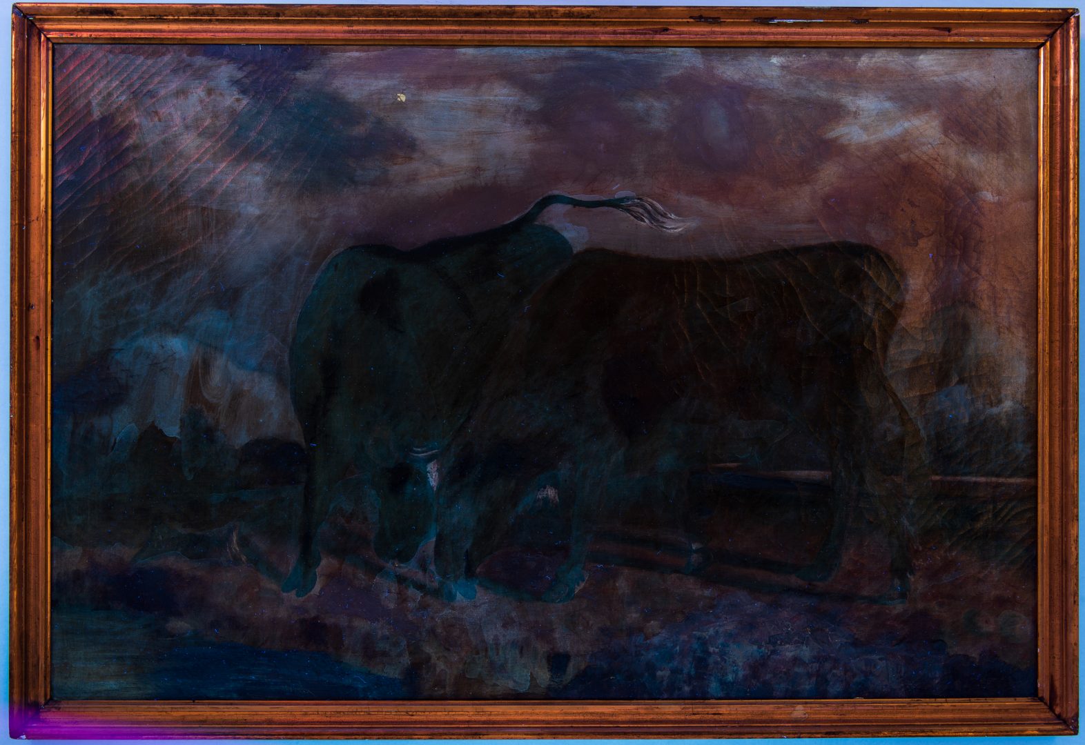 Lot 760: European Oil on Canvas of Bulls by Stream