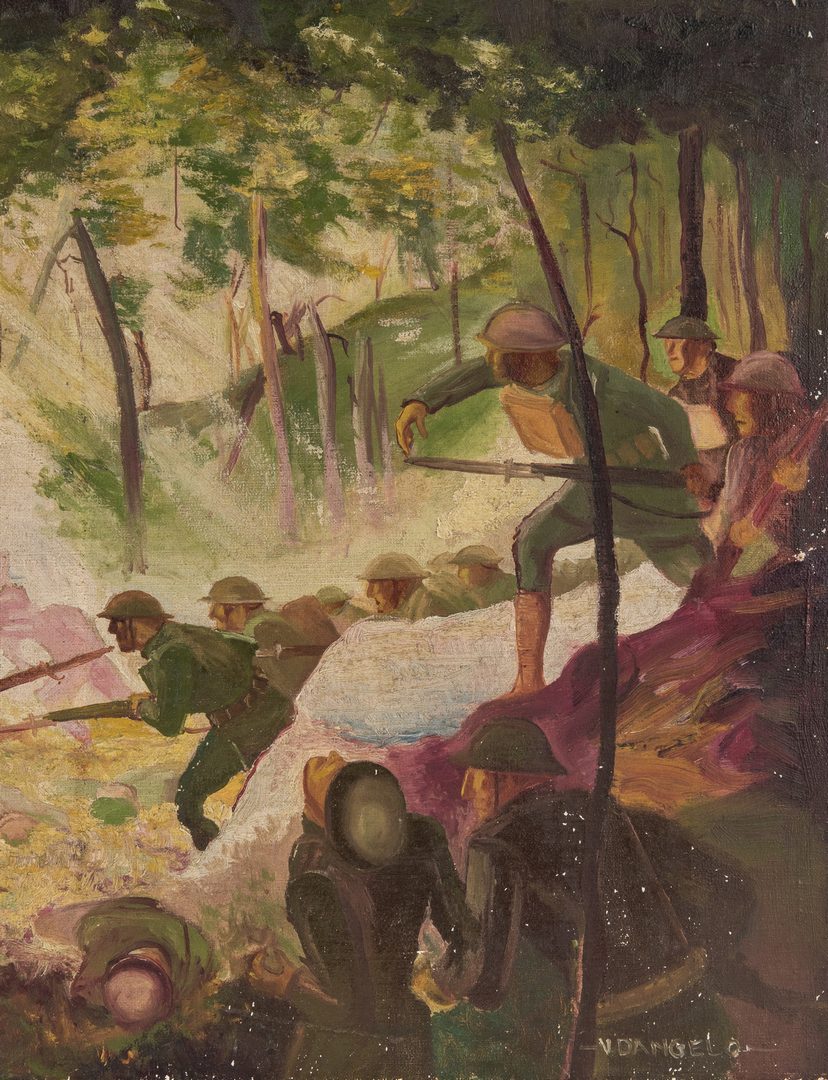 Lot 397: World War I Oil on Canvas Battle Scene
