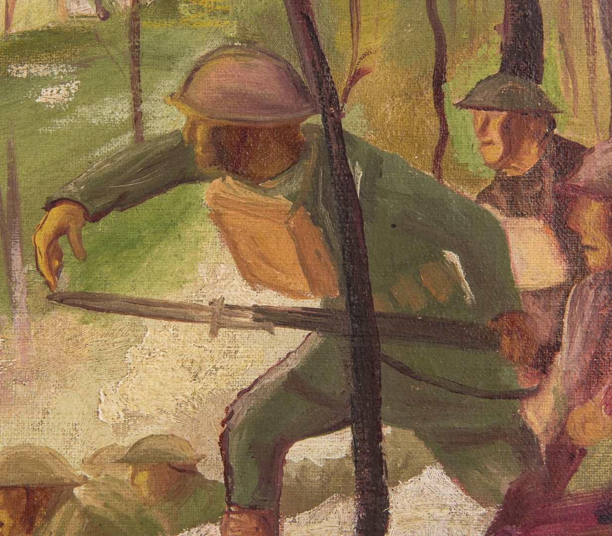 Lot 397: World War I Oil on Canvas Battle Scene
