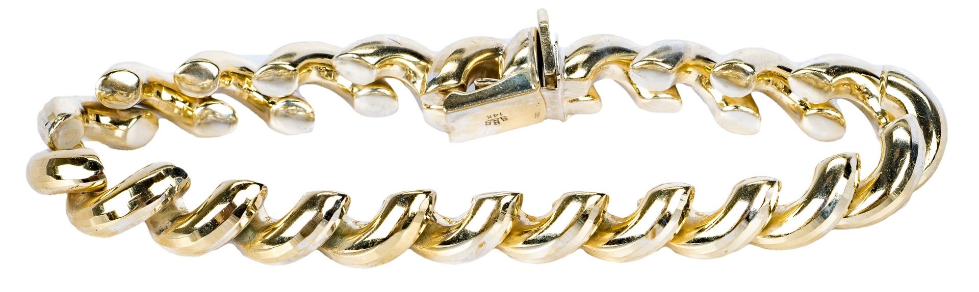 Lot 689: 14K yellow gold shrimp link bracelet