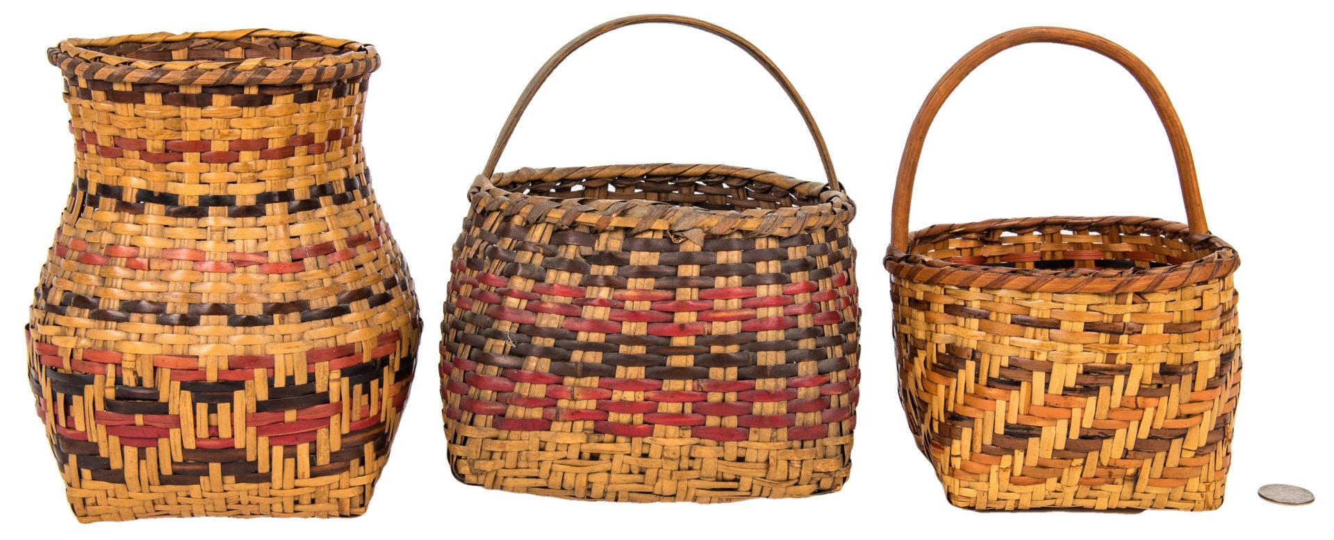 Lot 597: 3 Cherokee Rivercane Baskets